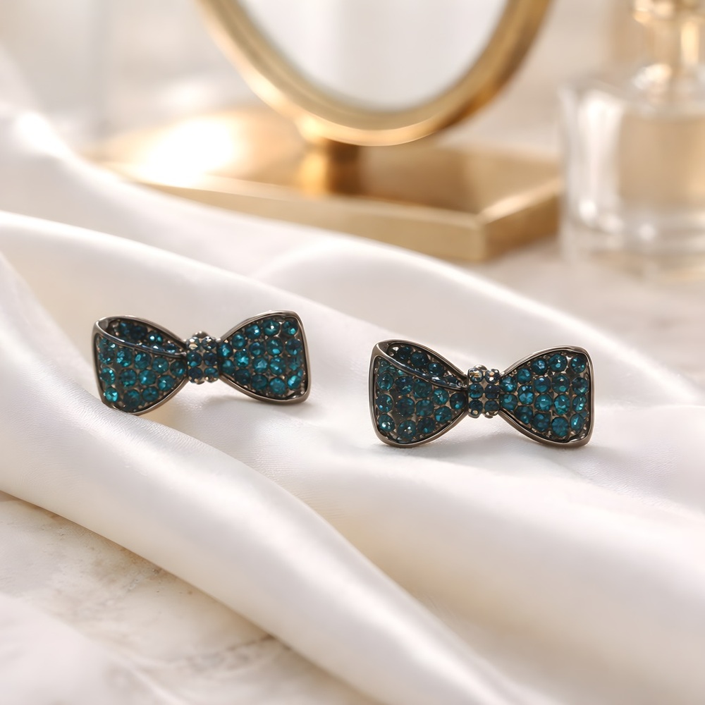 *NEW* Vibrant Blue Cubic Zirconia Bow Stud Earrings